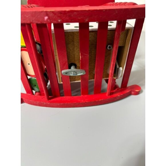 Vtg Christmas Rocking Chair Music Box Teddy Bear Wooden Holiday Decor - Picture 6 of 8